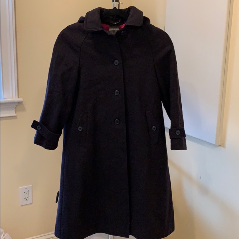 GIRLS NAVY BLUE COAT WITH HOOD SZ 10